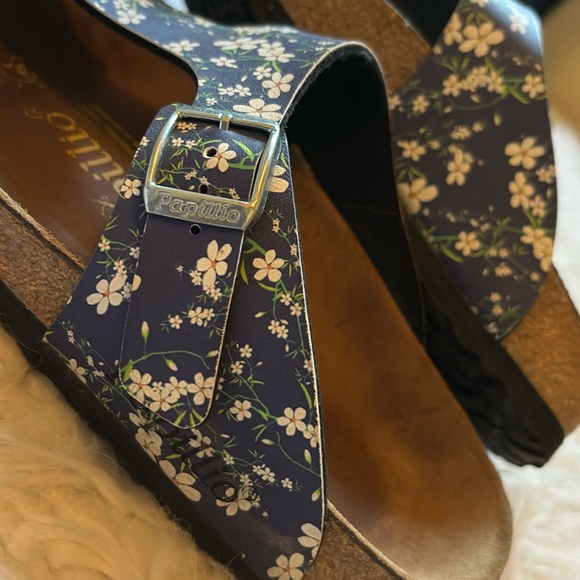 Papillio by Birkenstock Gizeh Birko-Flor Leather Footbed Sandals Blue, Size 8 - Picture 12 of 15